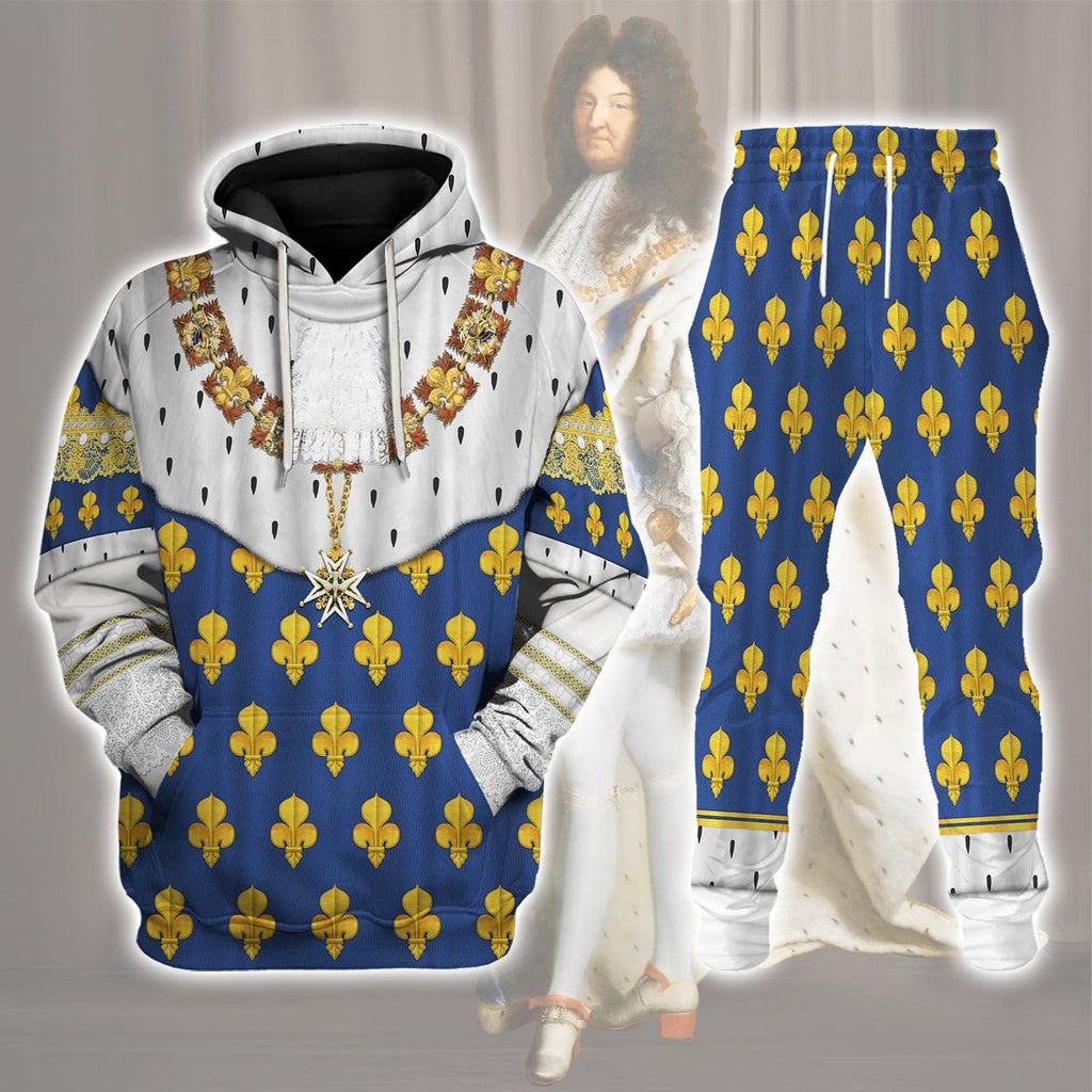 CustomsPig Louis XIV of France in Coronation Robes Costume All Over Print Hoodie Sweatshirt T-Shirt Tracksuit - CustomsPig.com