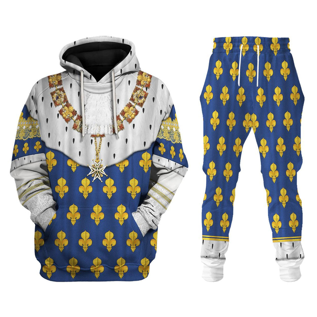 CustomsPig Louis XIV of France in Coronation Robes Costume All Over Print Hoodie Sweatshirt T-Shirt Tracksuit - CustomsPig.com