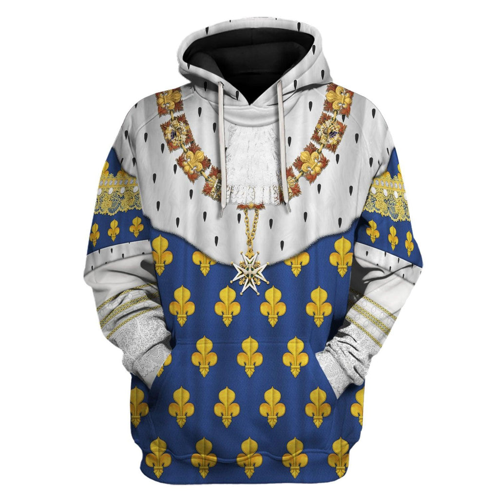 CustomsPig Louis XIV of France in Coronation Robes Costume All Over Print Hoodie Sweatshirt T-Shirt Tracksuit - CustomsPig.com