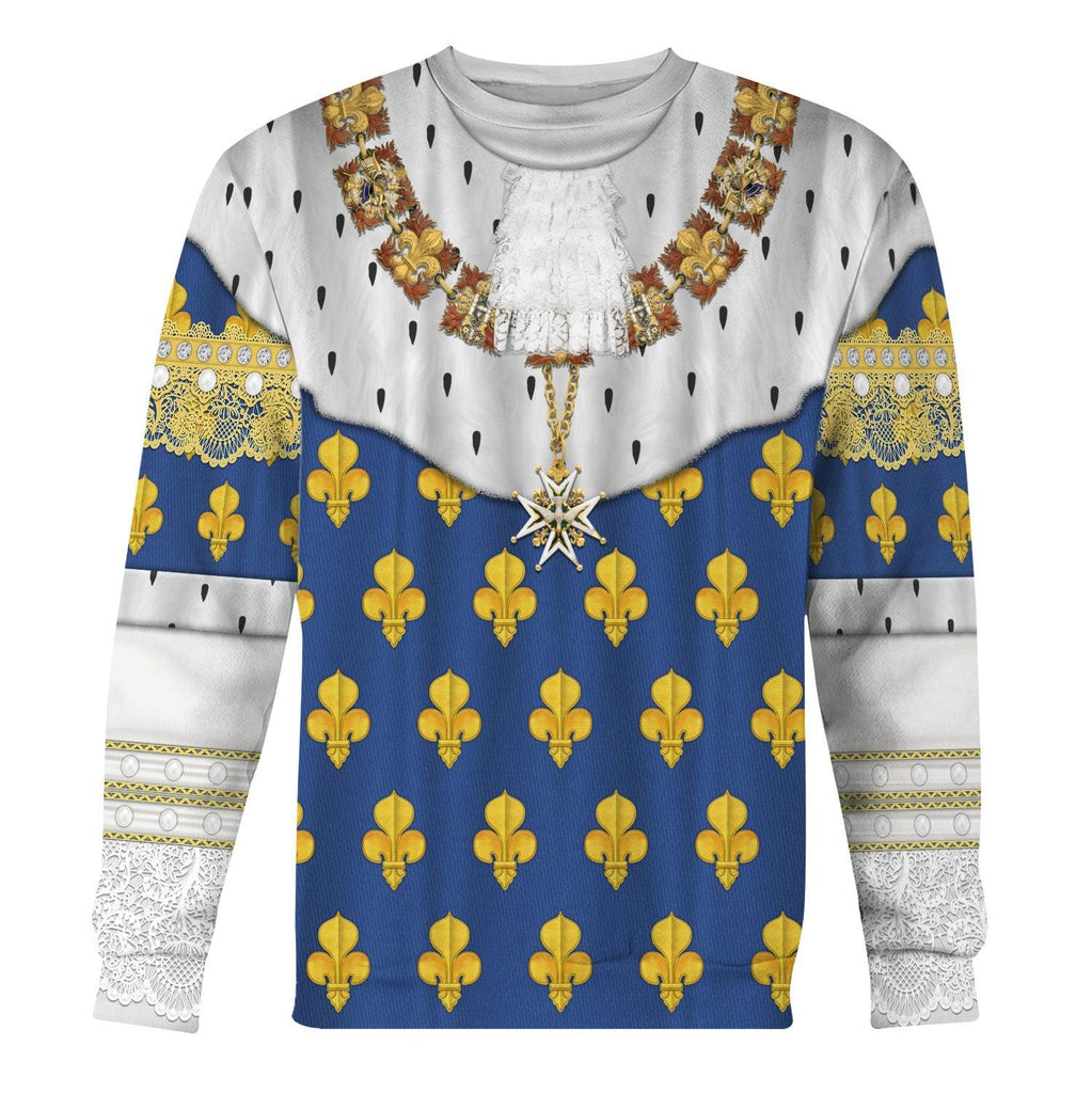 CustomsPig Louis XIV of France in Coronation Robes Costume All Over Print Hoodie Sweatshirt T-Shirt Tracksuit - CustomsPig.com