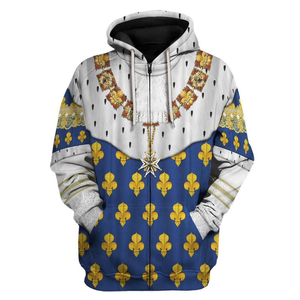 CustomsPig Louis XIV of France in Coronation Robes Costume All Over Print Hoodie Sweatshirt T-Shirt Tracksuit - CustomsPig.com