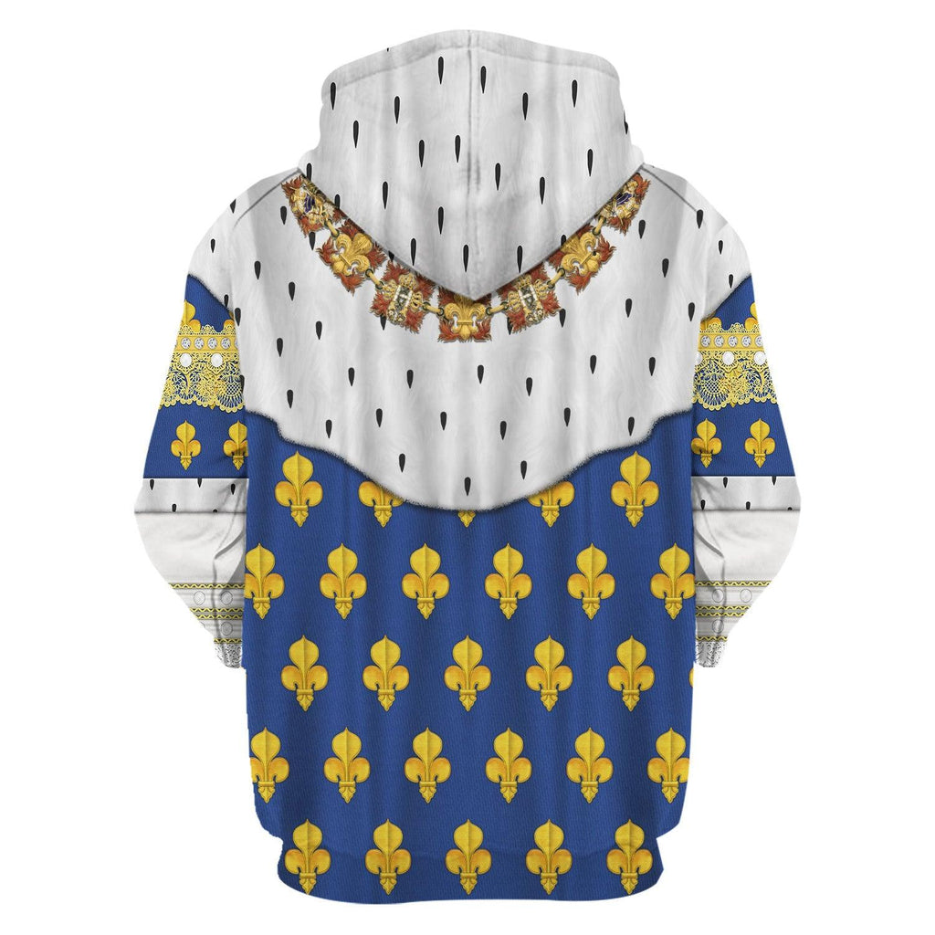 CustomsPig Louis XIV of France in Coronation Robes Costume All Over Print Hoodie Sweatshirt T-Shirt Tracksuit - CustomsPig.com