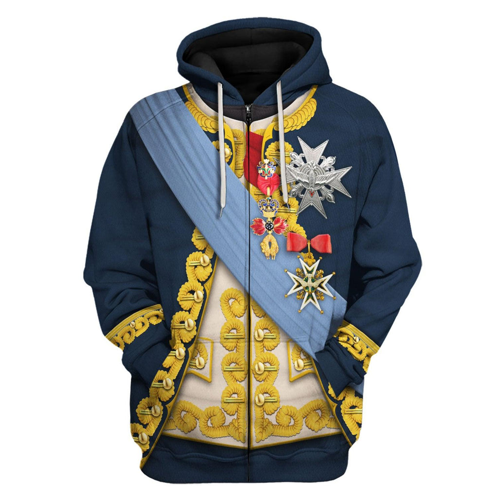 CustomsPig Louis XV of France In 1763 Uniform All Over Print Hoodie Sweatshirt T-Shirt Tracksuit - CustomsPig.com