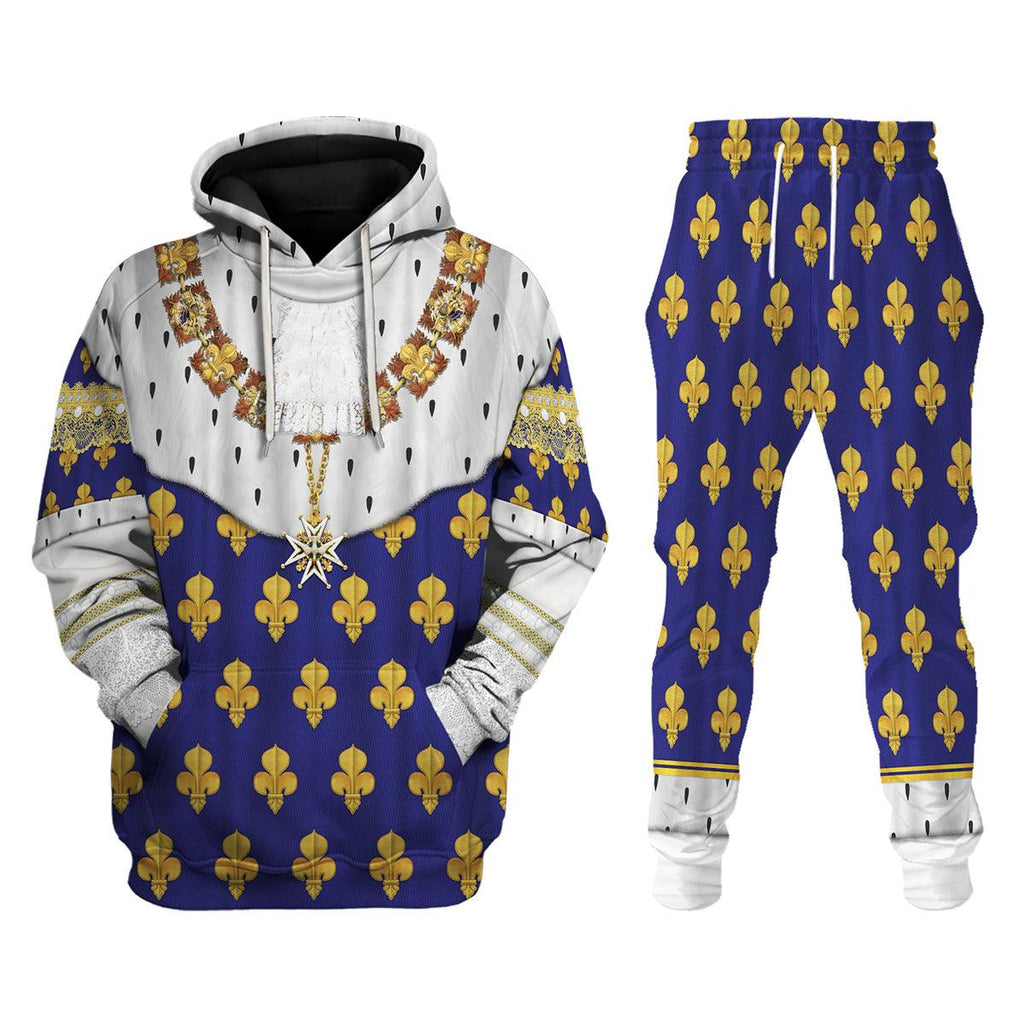 CustomsPig Louis XV of France in Coronation Robes Costume All Over Print Hoodie Sweatshirt T-Shirt Tracksuit - CustomsPig.com