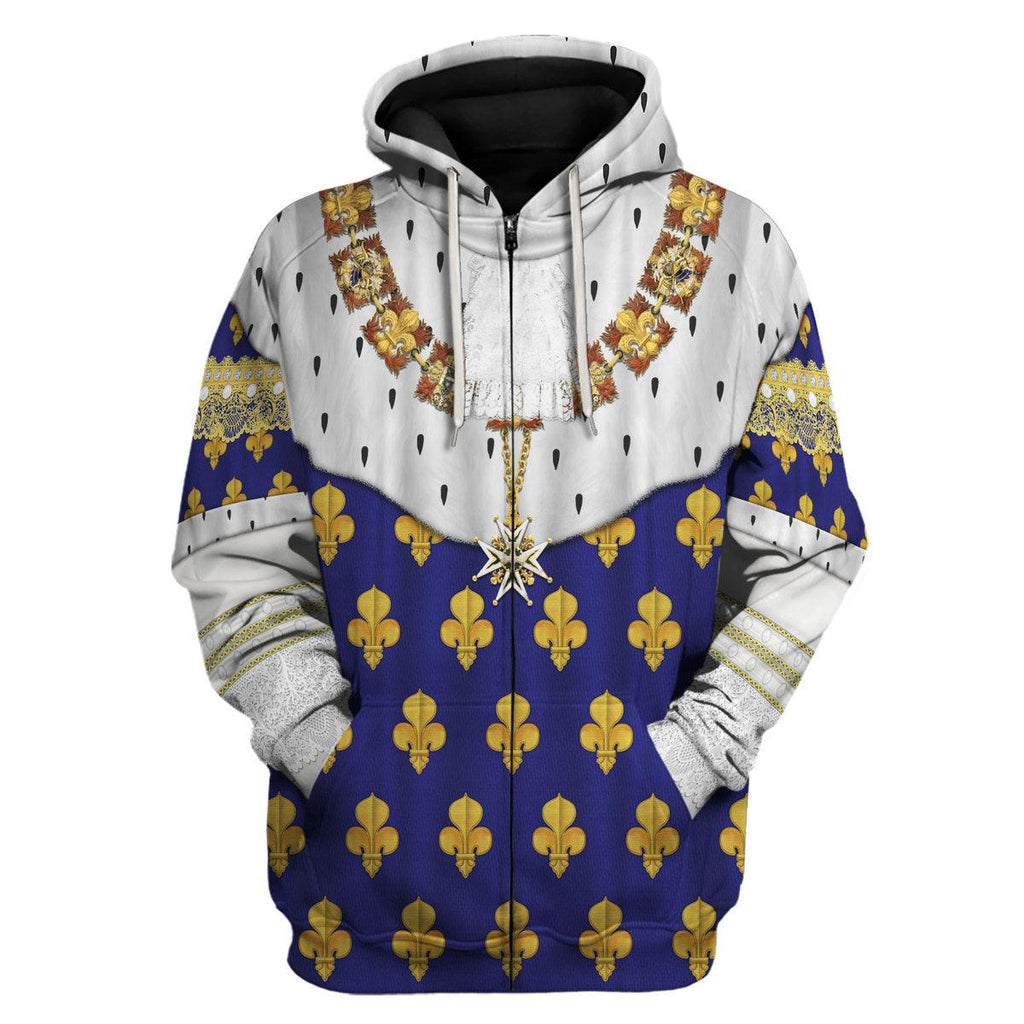 CustomsPig Louis XV of France in Coronation Robes Costume All Over Print Hoodie Sweatshirt T-Shirt Tracksuit - CustomsPig.com