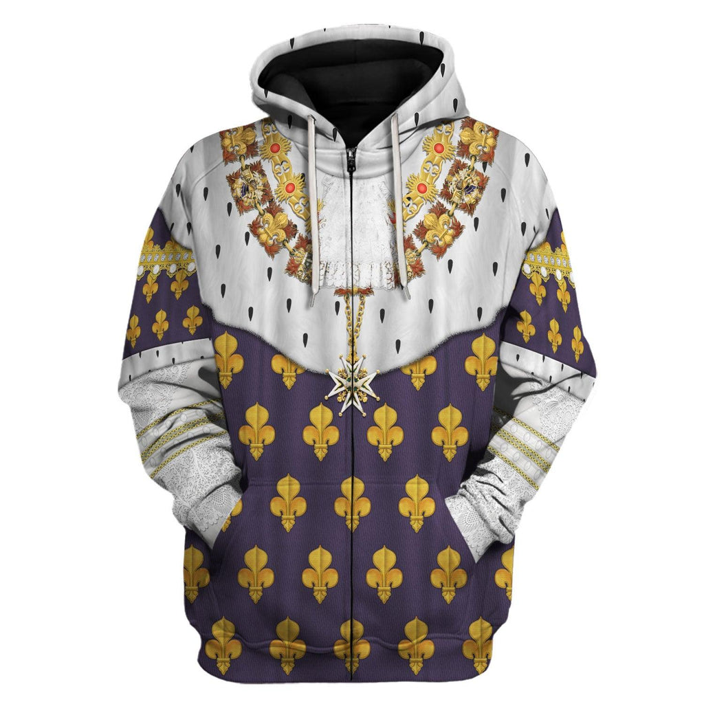 CustomsPig Louis XVI of France in Coronation Robes Costume All Over Print Hoodie Sweatshirt T-Shirt Tracksuit - CustomsPig.com