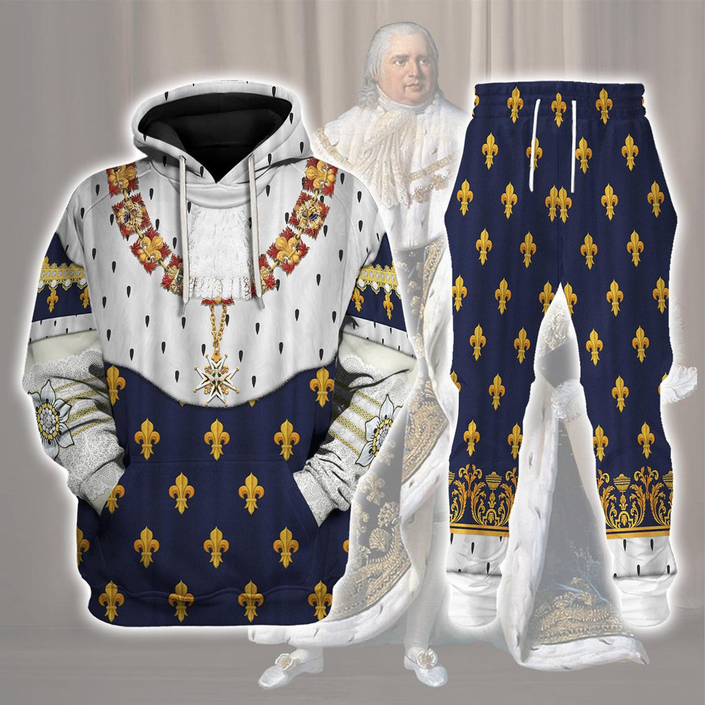 CustomsPig Louis XVIII of France in Coronation Robes Costume All Over Print Hoodie Sweatshirt T-Shirt Tracksuit - CustomsPig.com