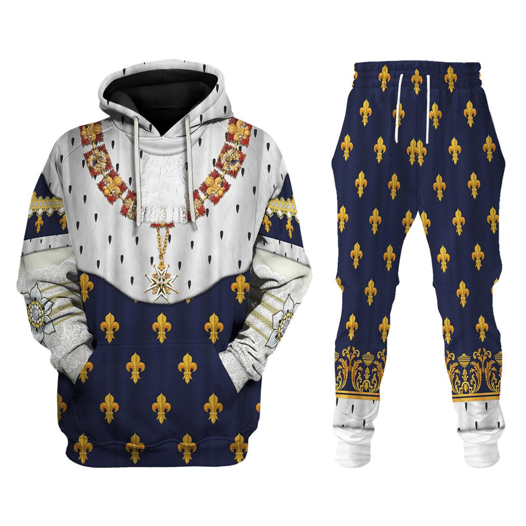 CustomsPig Louis XVIII of France in Coronation Robes Costume All Over Print Hoodie Sweatshirt T-Shirt Tracksuit - CustomsPig.com