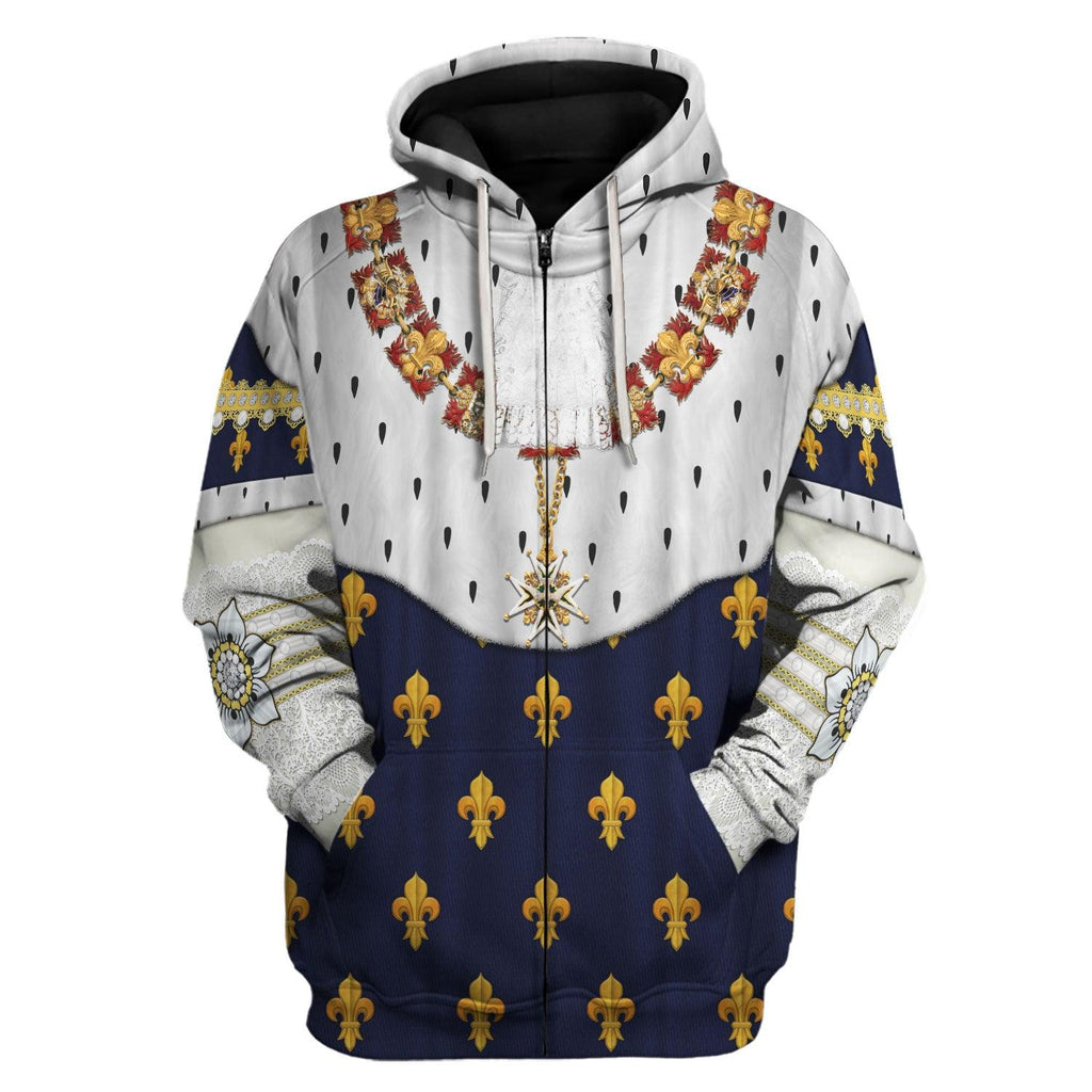 CustomsPig Louis XVIII of France in Coronation Robes Costume All Over Print Hoodie Sweatshirt T-Shirt Tracksuit - CustomsPig.com