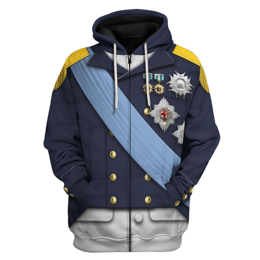 CustomsPig Louis XVIII of France Uniform All Over Print Hoodie Sweatshirt T-Shirt Tracksuit - CustomsPig.com