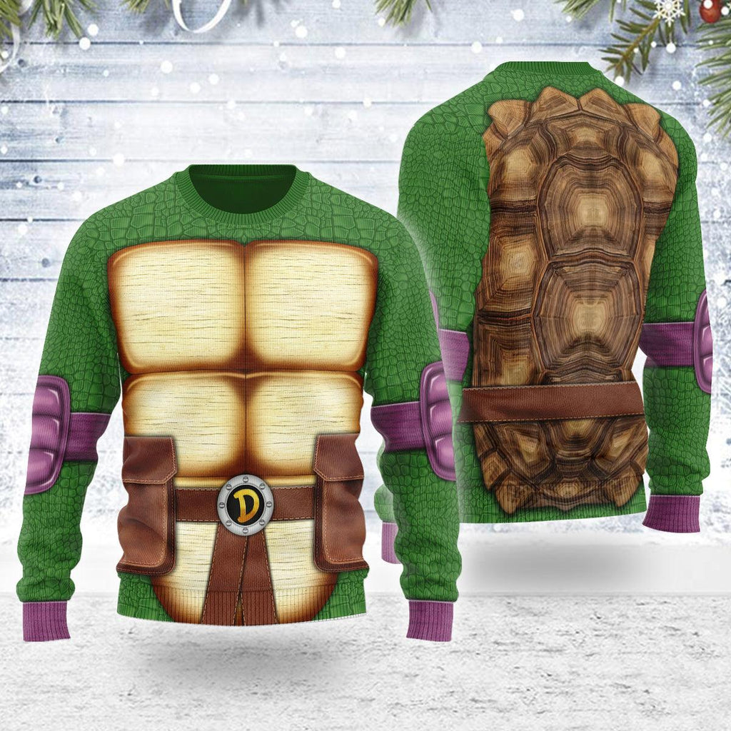 CustomsPig Merry Christmas Donatello Ninja Turtle Unisex Wool Sweater - CustomsPig.com