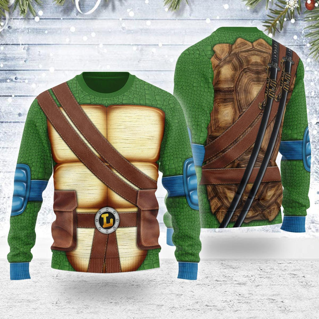 CustomsPig Merry Christmas Leonardo Ninja Turtle Unisex Wool Sweater - CustomsPig.com