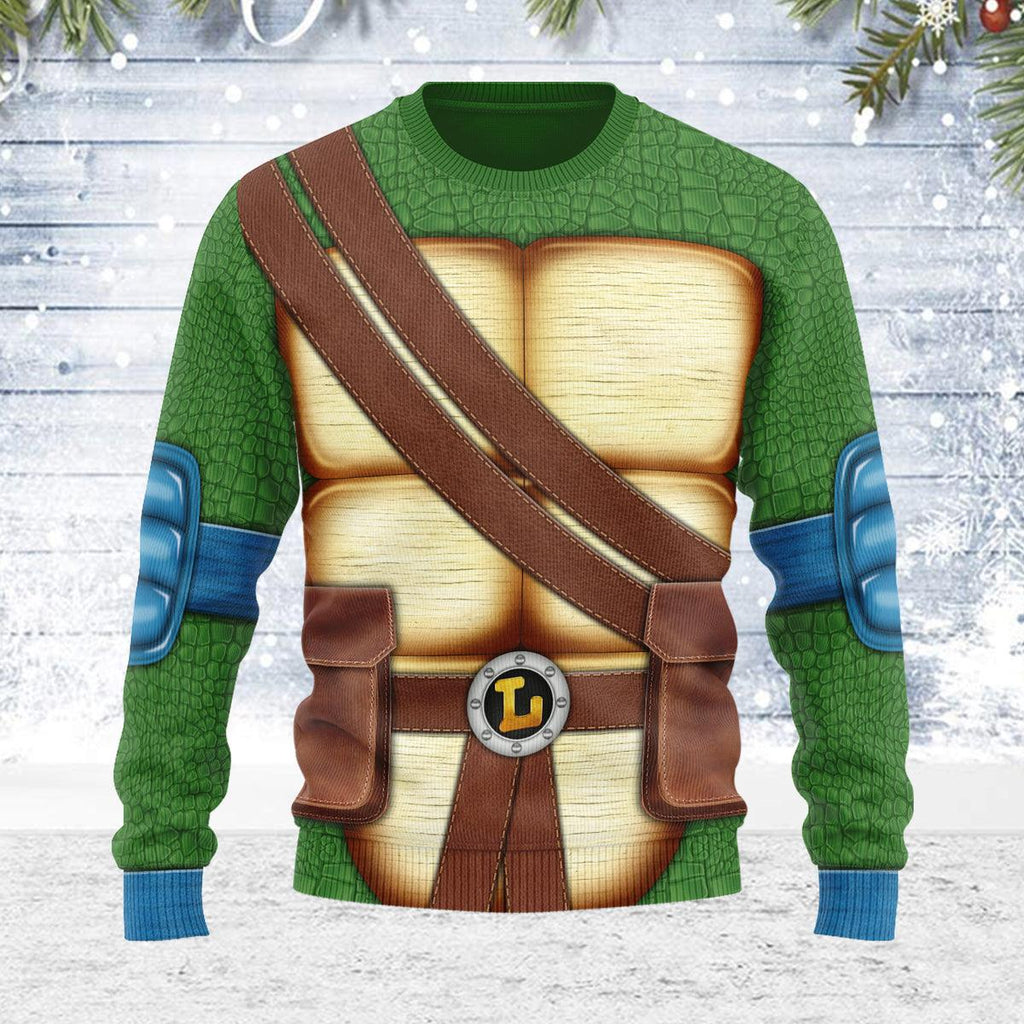 CustomsPig Merry Christmas Leonardo Ninja Turtle Unisex Wool Sweater - CustomsPig.com