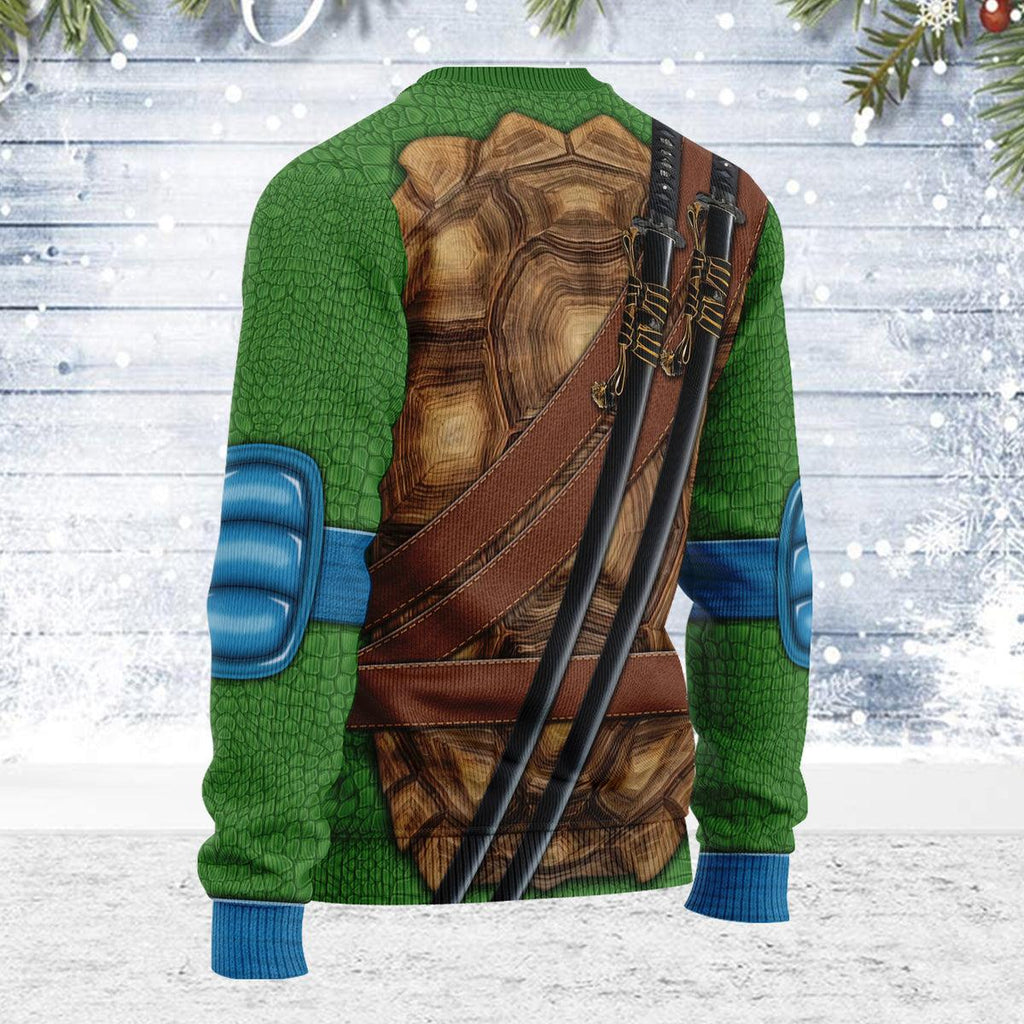 CustomsPig Merry Christmas Leonardo Ninja Turtle Unisex Wool Sweater - CustomsPig.com