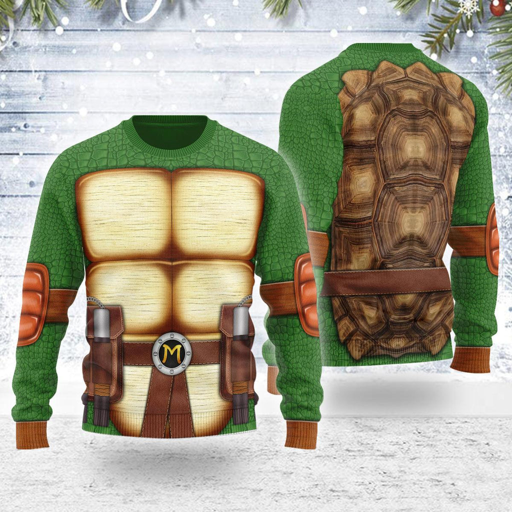 CustomsPig Merry Christmas Michelangelo Ninja Turtle Unisex Wool Sweater - CustomsPig.com