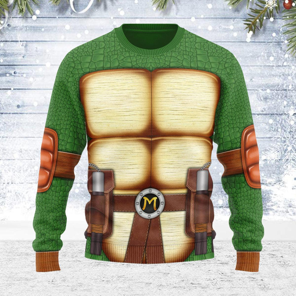 CustomsPig Merry Christmas Michelangelo Ninja Turtle Unisex Wool Sweater - CustomsPig.com