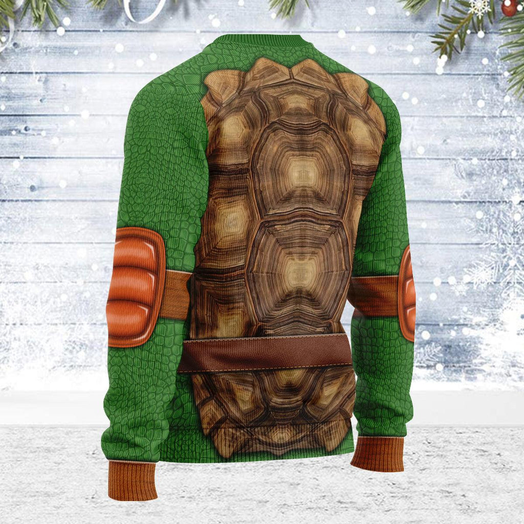 CustomsPig Merry Christmas Michelangelo Ninja Turtle Unisex Wool Sweater - CustomsPig.com