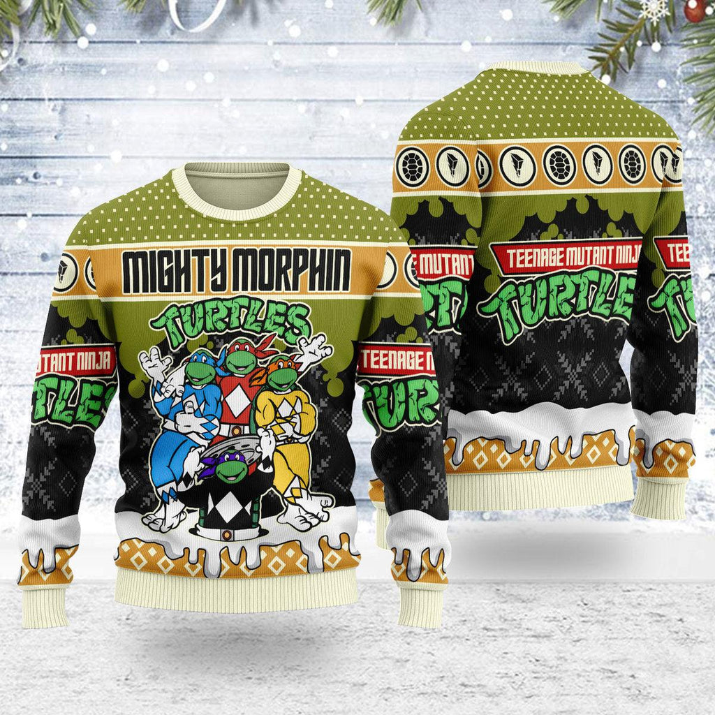 CustomsPig Merry Christmas Mighty Morphin Turtles Unisex Wool Sweater - CustomsPig.com