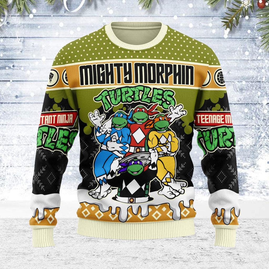 CustomsPig Merry Christmas Mighty Morphin Turtles Unisex Wool Sweater - CustomsPig.com