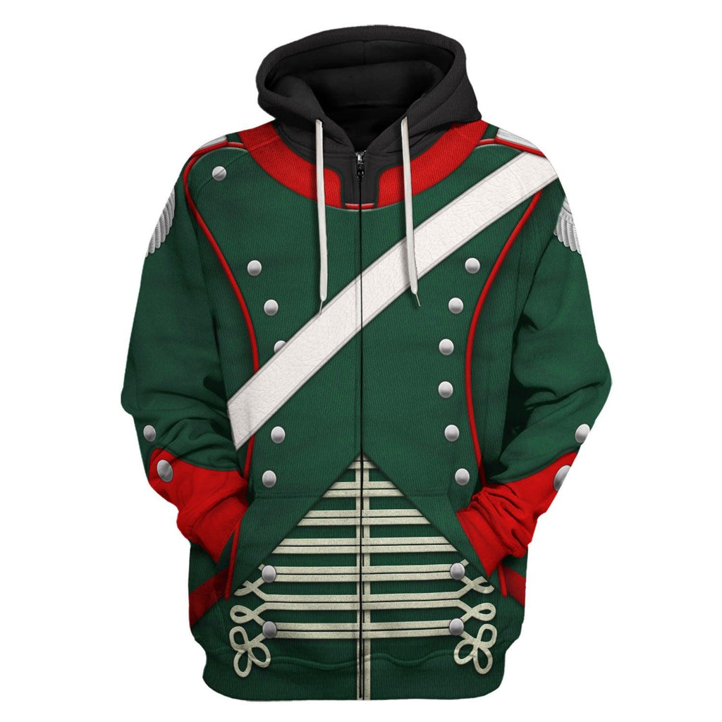 CustomsPig Napoleonic French Light Cavalry-Chasseur A Cheval-Officer (1806-1815) Uniform All Over Print Hoodie Sweatshirt T-Shirt Tracksuit - CustomsPig.com