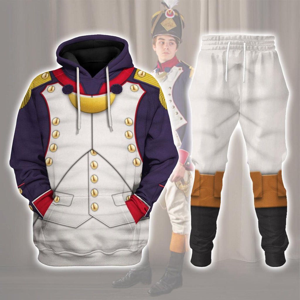 CustomsPig Napoleonic French Line Infantry Officer-1806-1815 Uniform All Over Print Hoodie Sweatshirt T-Shirt Tracksuit - CustomsPig.com