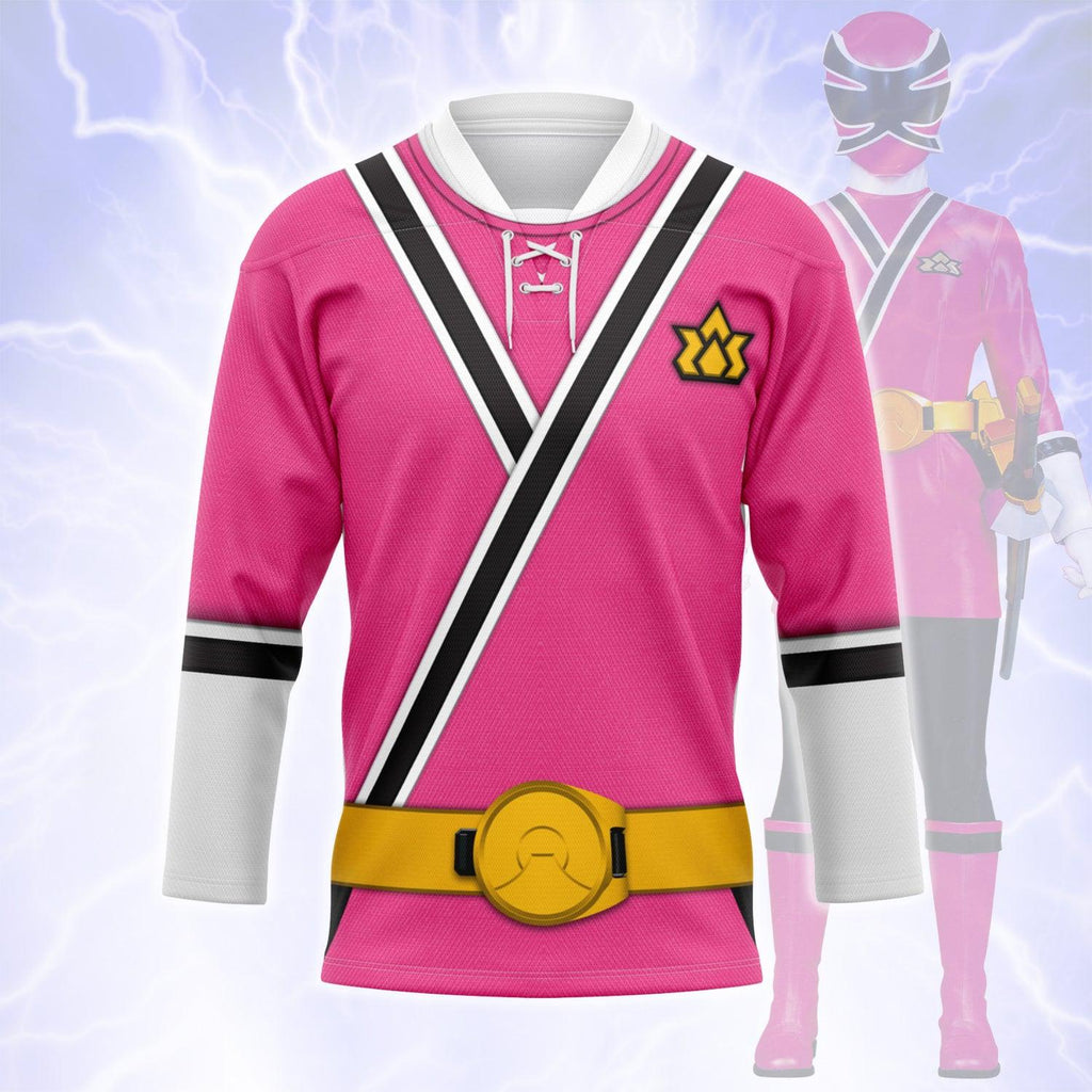 CustomsPig Pink Power Rangers Samurai Hockey Jersey - DucG