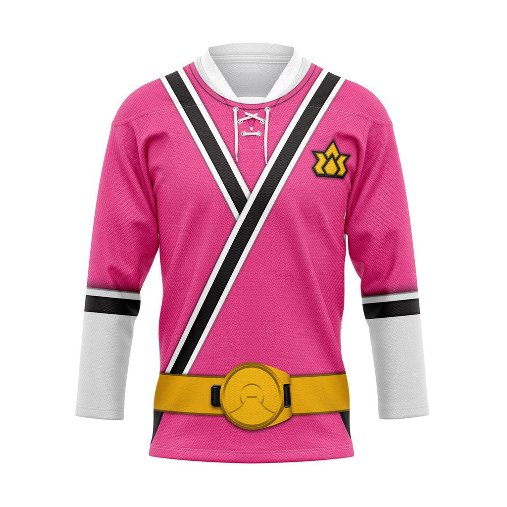 CustomsPig Pink Power Rangers Samurai Hockey Jersey - DucG