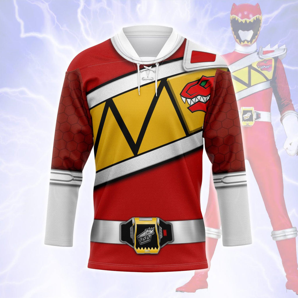  CustomsPig Red Power Rangers Dino Charge Hockey Jersey -  CustomsPig.com