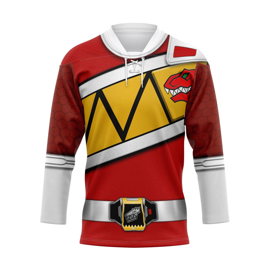  CustomsPig Red Power Rangers Dino Charge Hockey Jersey -  CustomsPig.com