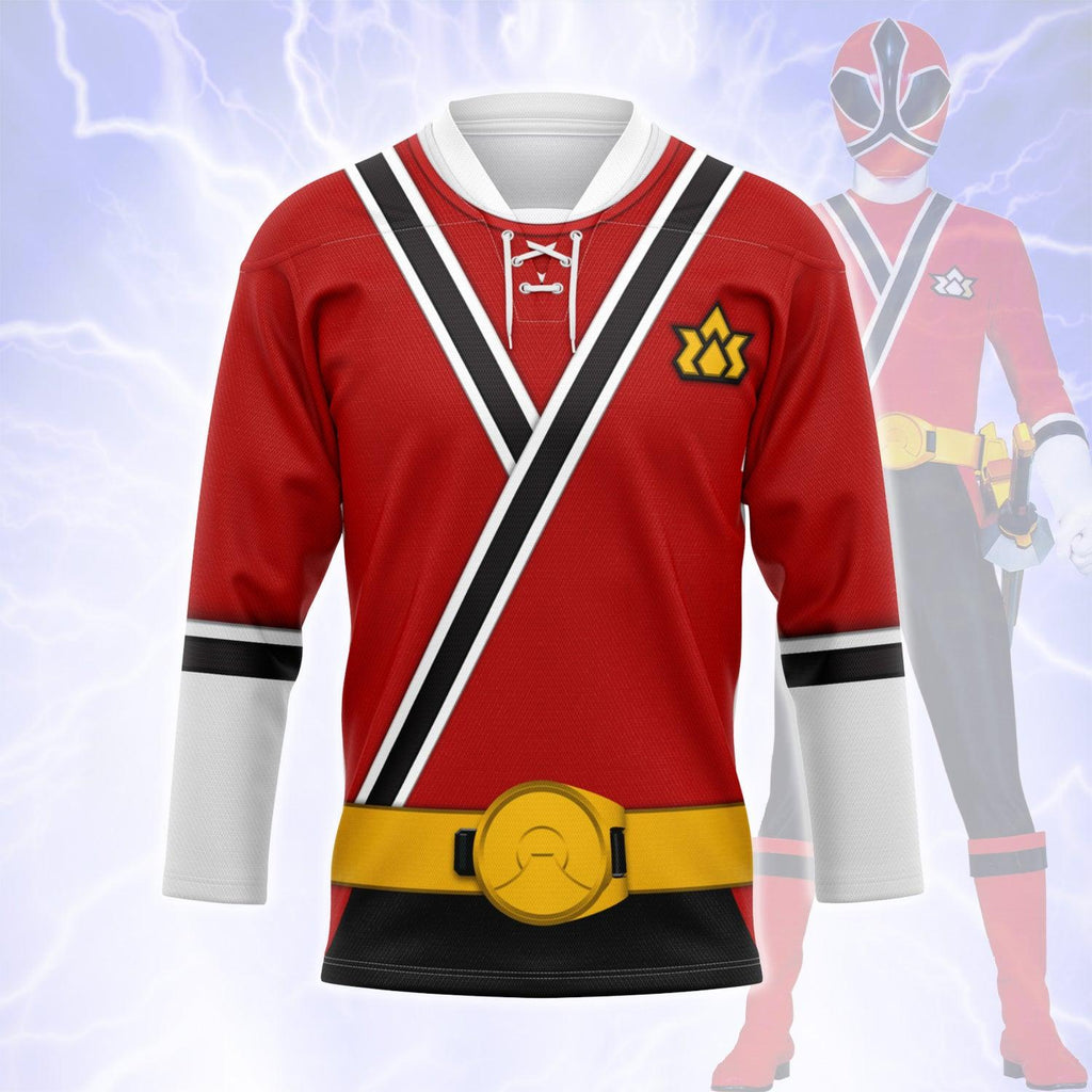 CustomsPig Red Power Rangers Samurai Hockey Jersey - DucG