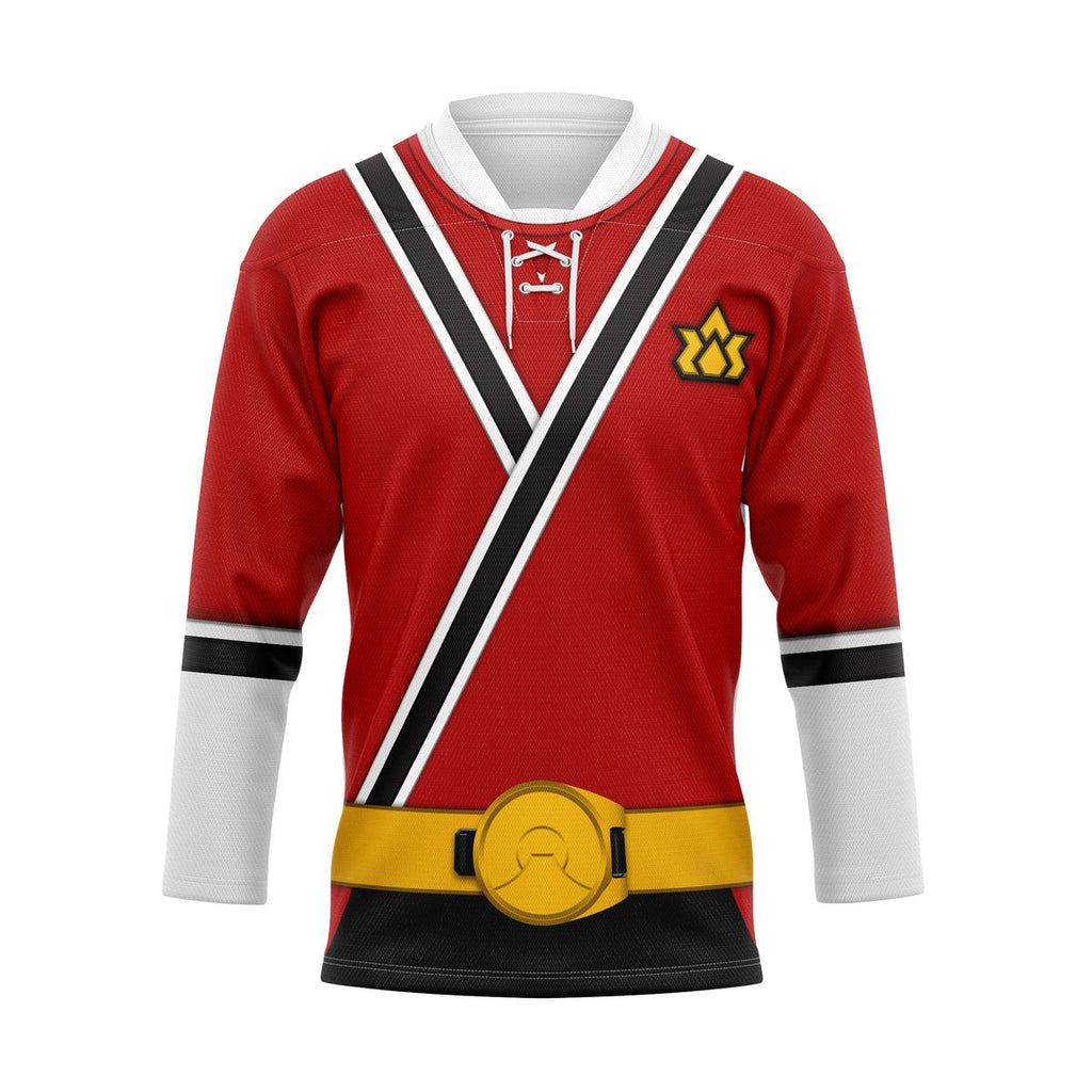 CustomsPig Red Power Rangers Samurai Hockey Jersey - DucG