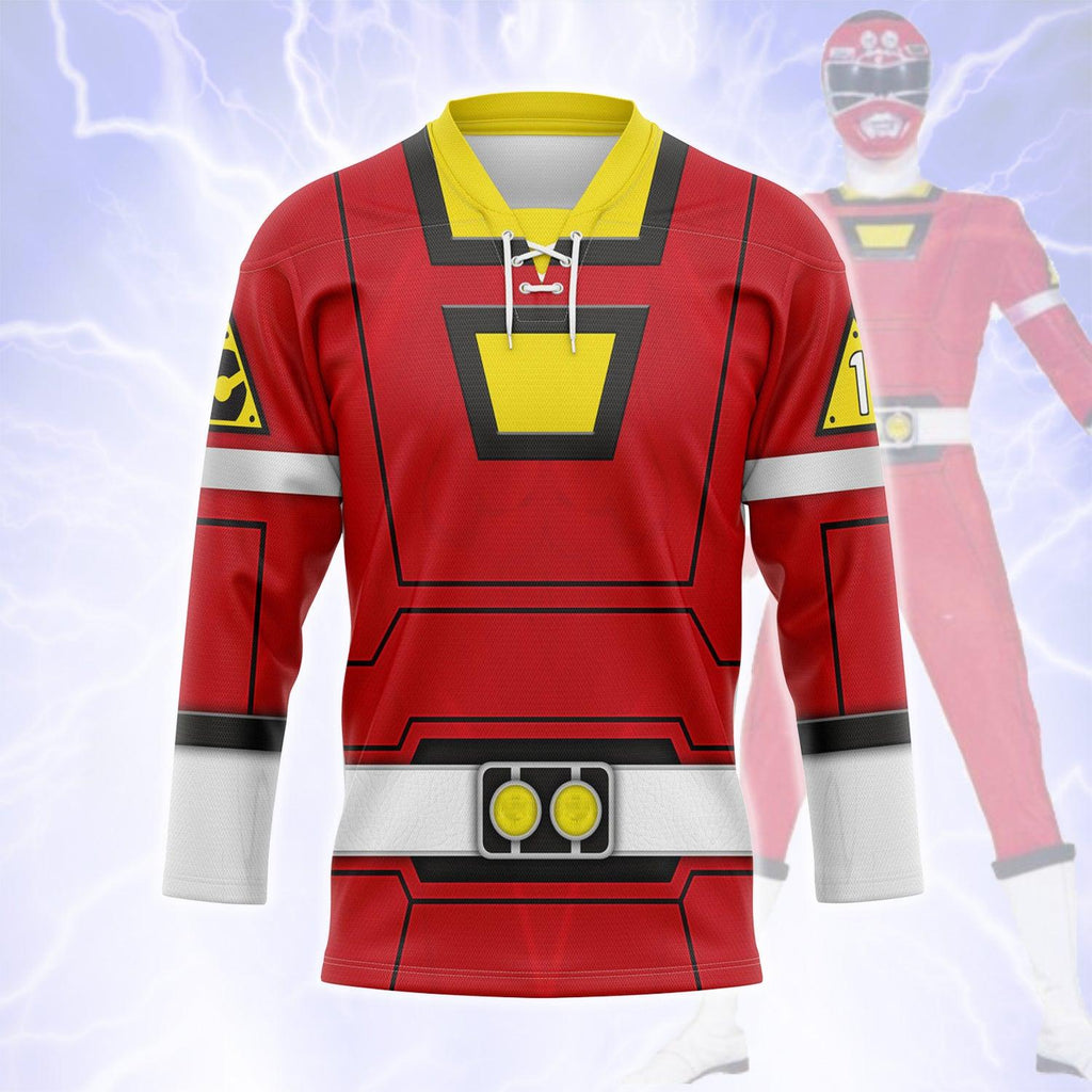  CustomsPig Red Power Rangers Turbo Hockey Jersey -  CustomsPig.com