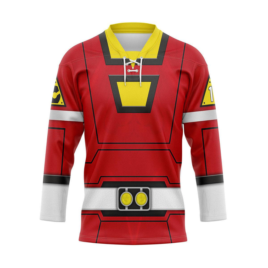  CustomsPig Red Power Rangers Turbo Hockey Jersey -  CustomsPig.com