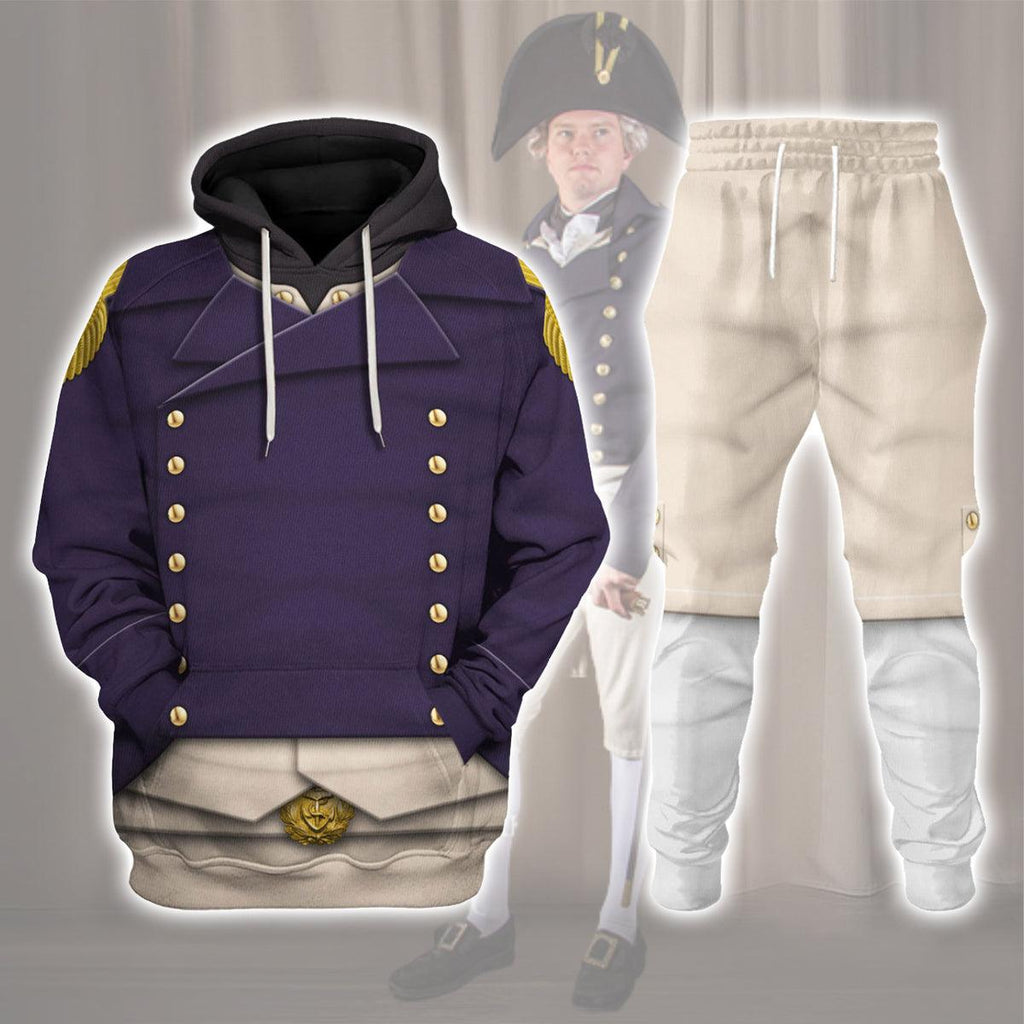 CustomsPig Royal Navy Captain-1806 Uniform All Over Print Hoodie Sweatshirt T-Shirt Tracksuit - DucG