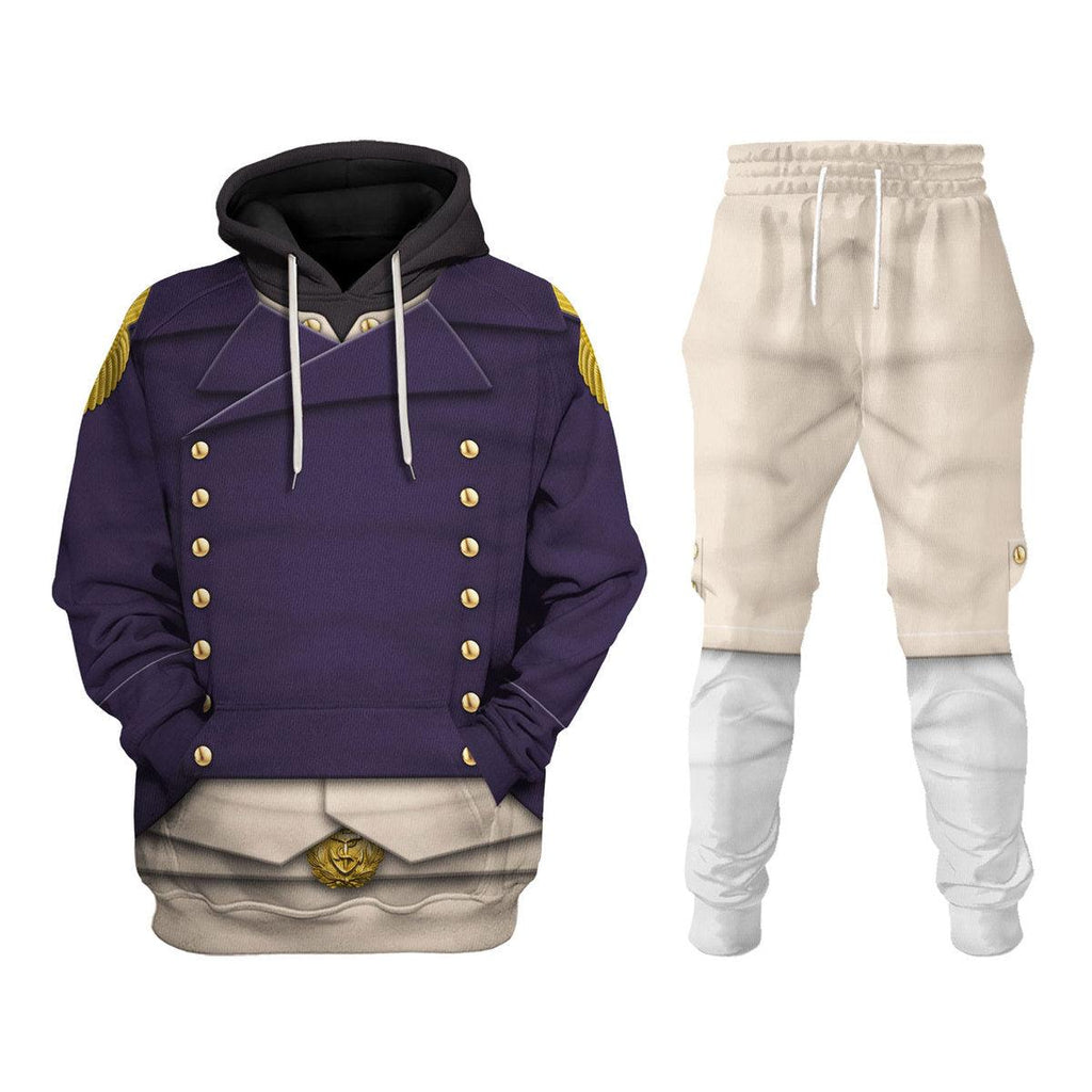 CustomsPig Royal Navy Captain-1806 Uniform All Over Print Hoodie Sweatshirt T-Shirt Tracksuit - DucG