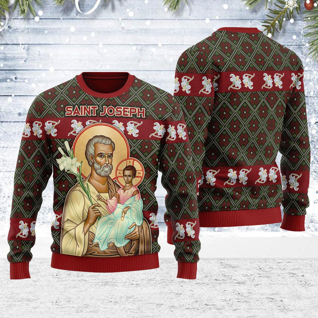 CustomsPig Saint Joseph and Child Jesus Christmas Sweater - CustomsPig.com