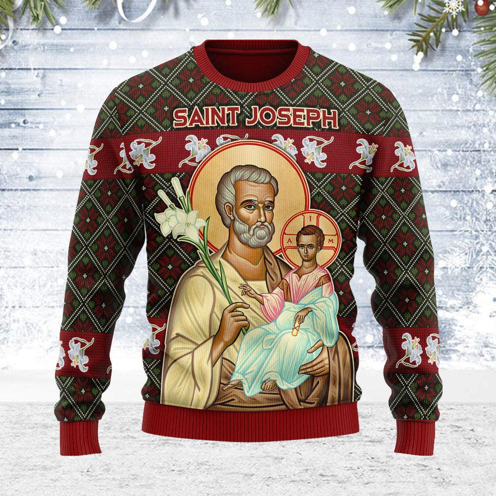 CustomsPig Saint Joseph and Child Jesus Christmas Sweater - CustomsPig.com