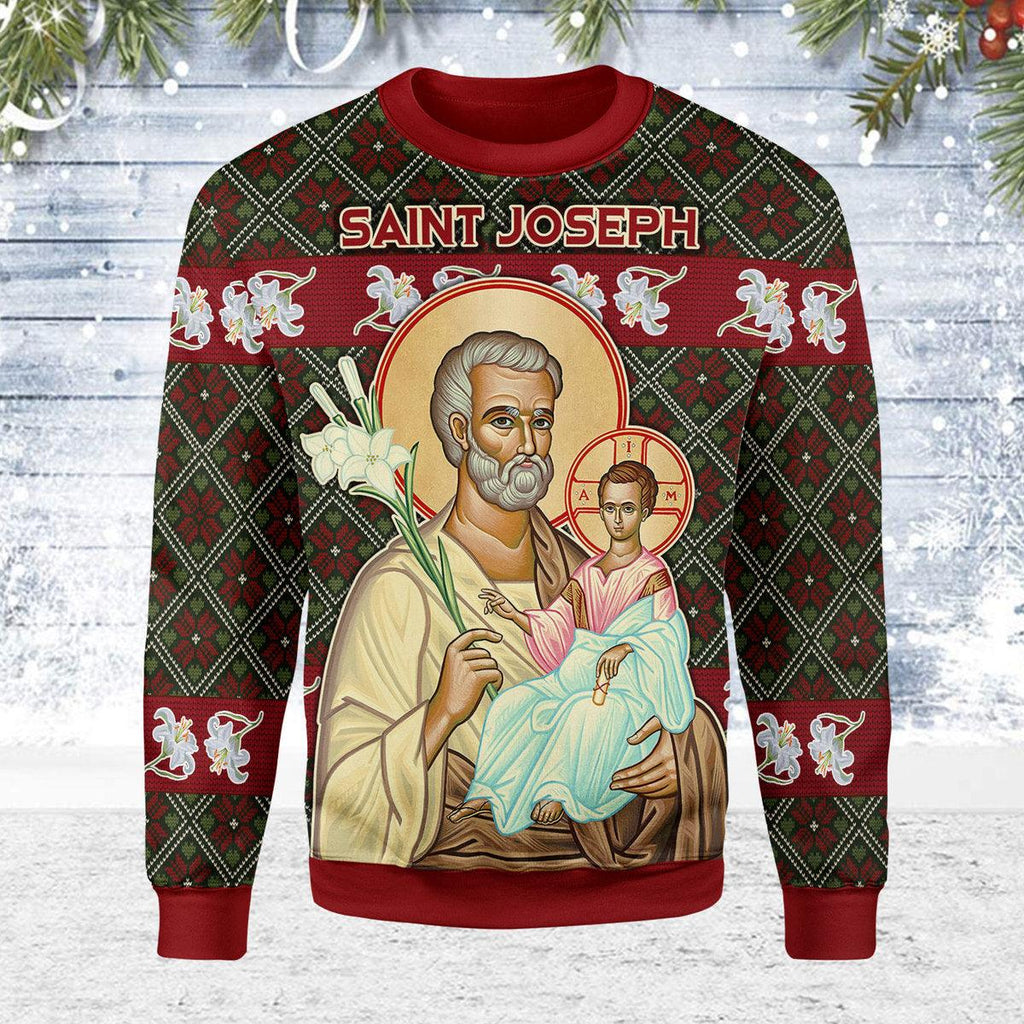 CustomsPig Saint Joseph and Child Jesus Christmas Sweater - CustomsPig.com