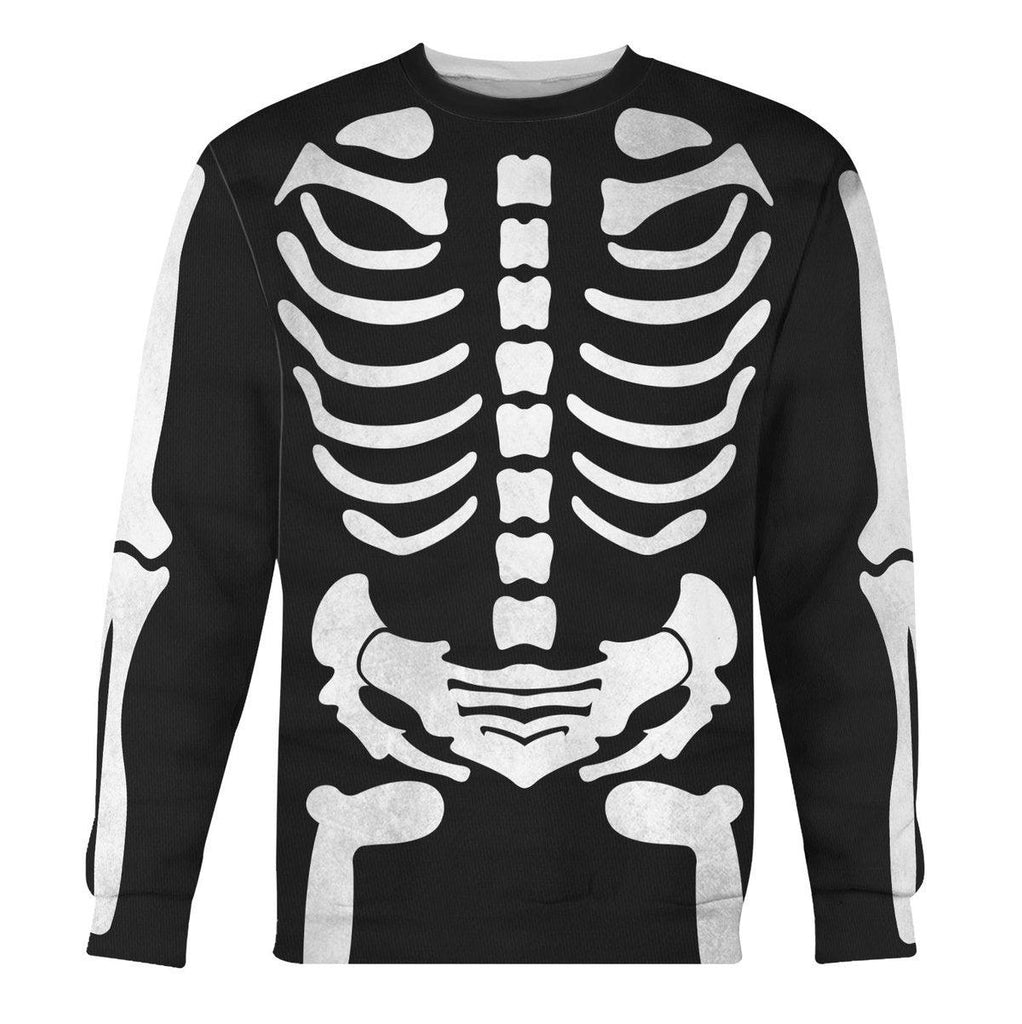 CustomsPig Skeleton Bone Print Halloween Fancy Dress Costume Hoodie Sweatshirt T-Shirt Tracksuit - CustomsPig.com