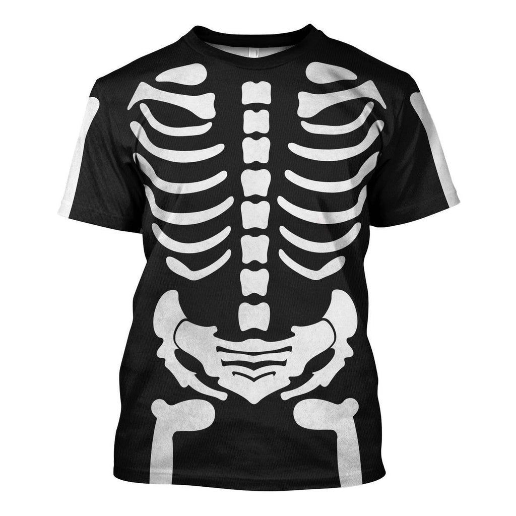 CustomsPig Skeleton Bone Print Halloween Fancy Dress Costume Hoodie Sweatshirt T-Shirt Tracksuit - CustomsPig.com