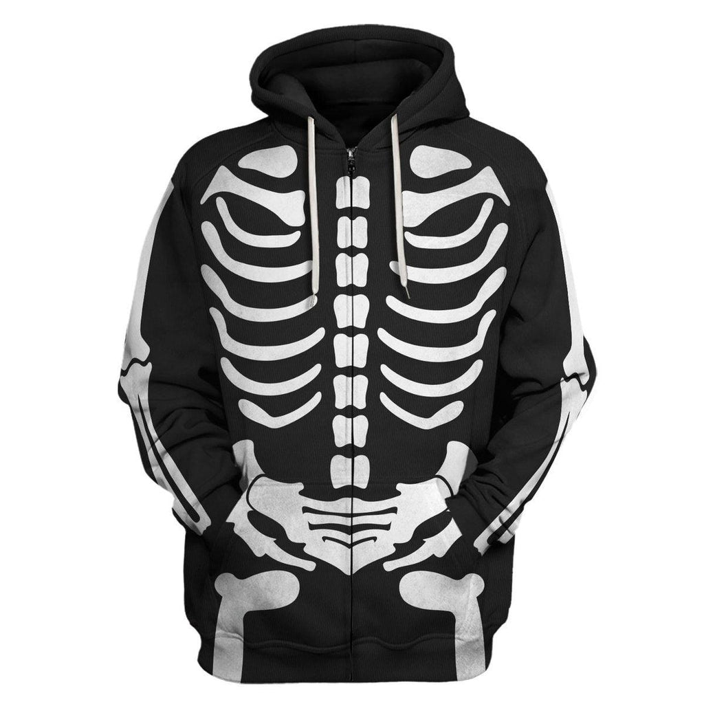 CustomsPig Skeleton Bone Print Halloween Fancy Dress Costume Hoodie Sweatshirt T-Shirt Tracksuit - CustomsPig.com