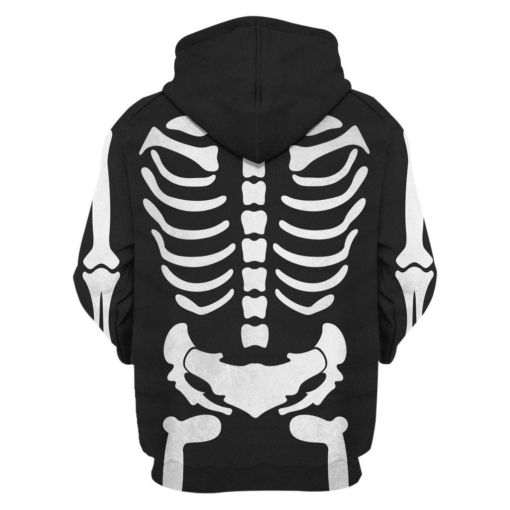 CustomsPig Skeleton Bone Print Halloween Fancy Dress Costume Hoodie Sweatshirt T-Shirt Tracksuit - CustomsPig.com