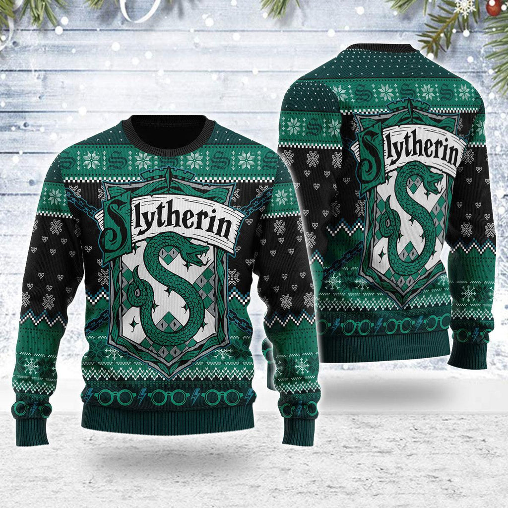 CustomsPig Slytherin Through The Snow Christmas Sweater - CustomsPig.com