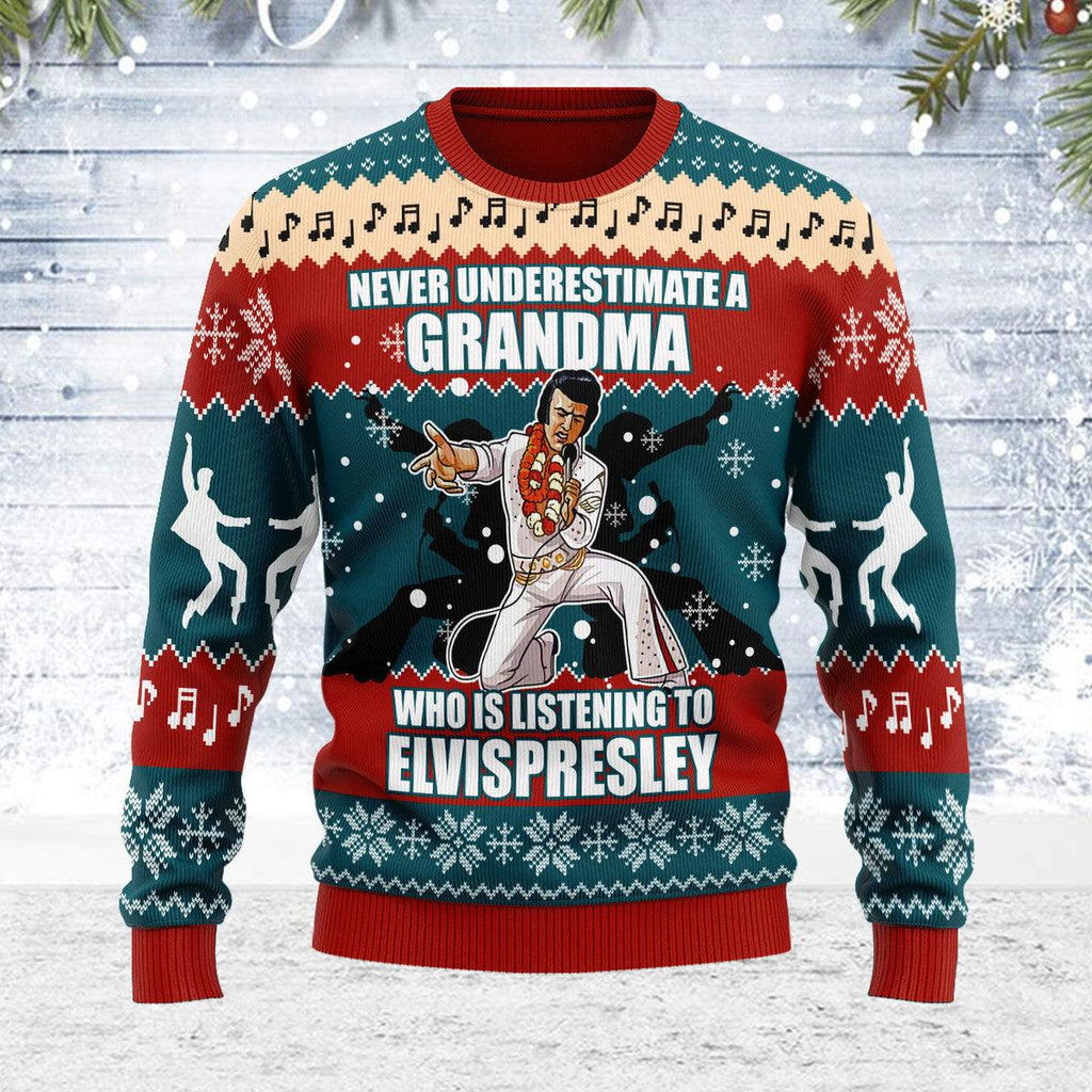 CustomsPig Who is Listening to Elvis Christmas Ugly Sweater - CustomsPig.com