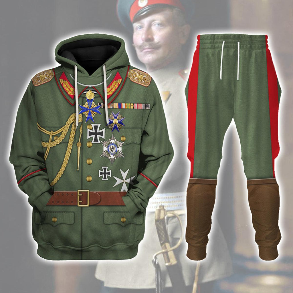 CustomsPig Wilhelm II Uniform German Emperor Costume Hoodie Sweatshirt T-Shirt Tracksuit - CustomsPig.com