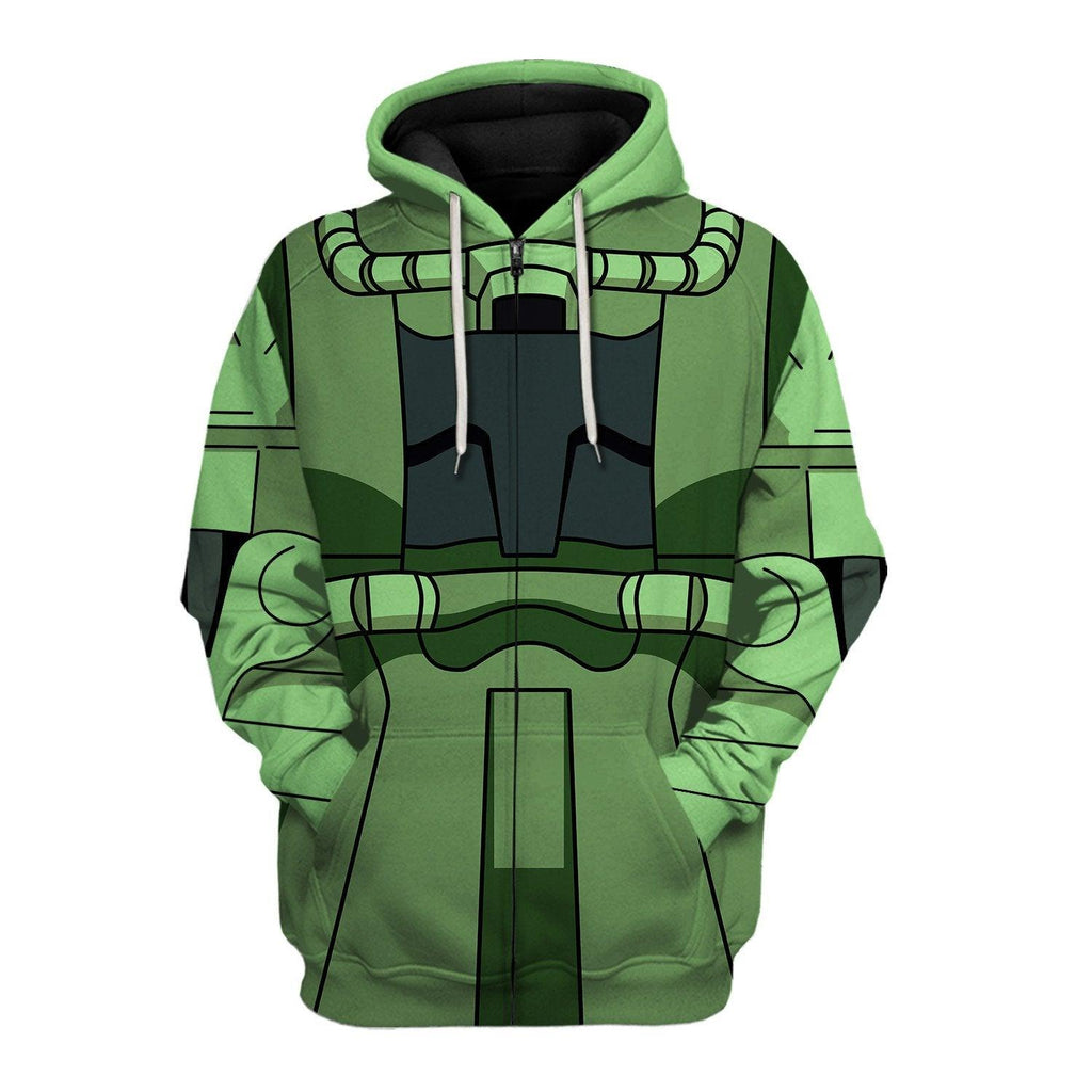 CustomsPig Zaku II Mobile Suit Gundam Costume All Over Print Tracksuit Hoodie - CustomsPig