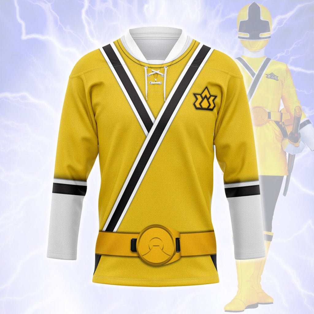 CustomsPigYellow Power Rangers Samurai Hockey Jersey - DucG