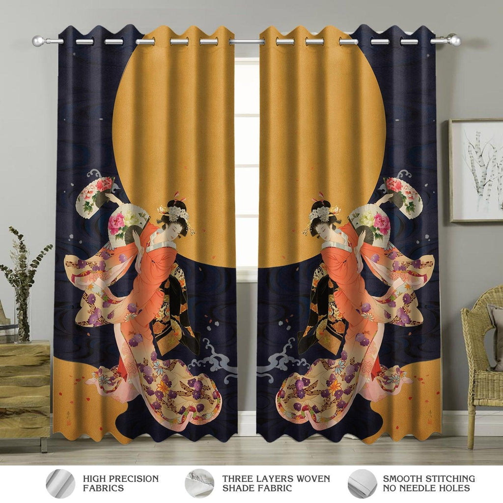 Geisha Japanese Window Curtain - CustomsPig