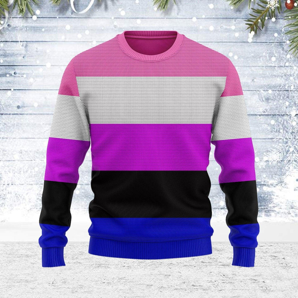 Genderfluid Pride Flag Ugly Christmas Sweater - CustomsPig