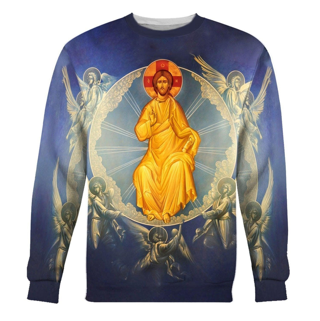 Golden Christ Pantocrator Jesus Eastern Orthodox Sweatshirt - CustomsPig